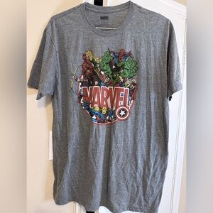 Marvel Gray Tee with Multicolor Classic Heroes Graphic size XL